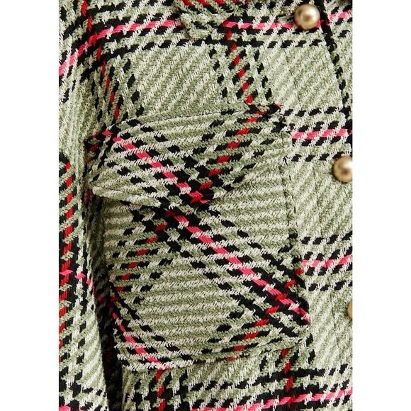 Essentiel Antwerp Checked Oversized Jacket XS Green Ecru Plaid Boxy Fit - Picture 5 of 12